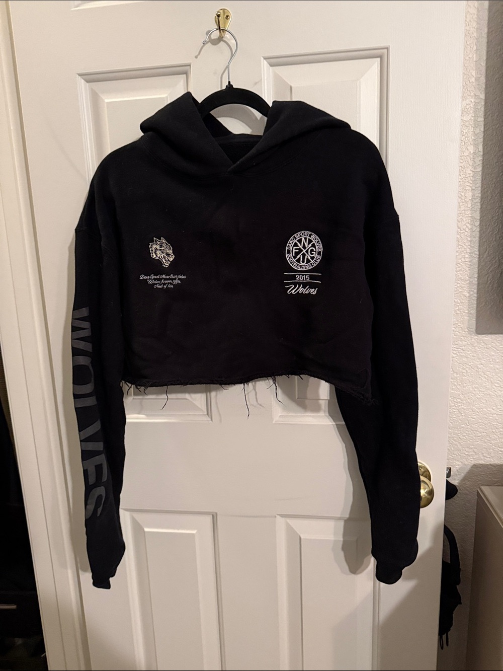 Darc Sport Black Cropped Crewneck Hoodie with White Logos